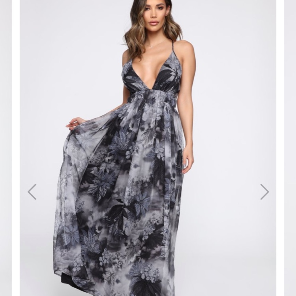 Darkest Fantasy Chiffon Maxi Dress - Grey/Combo